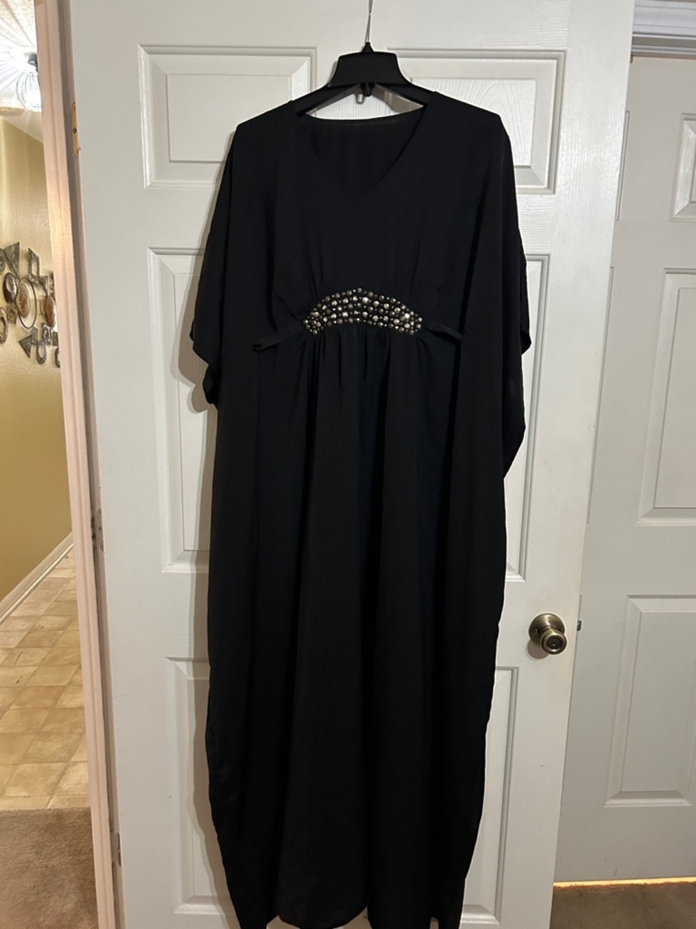 Black Embellished V-Neck Women’s caftan Dress